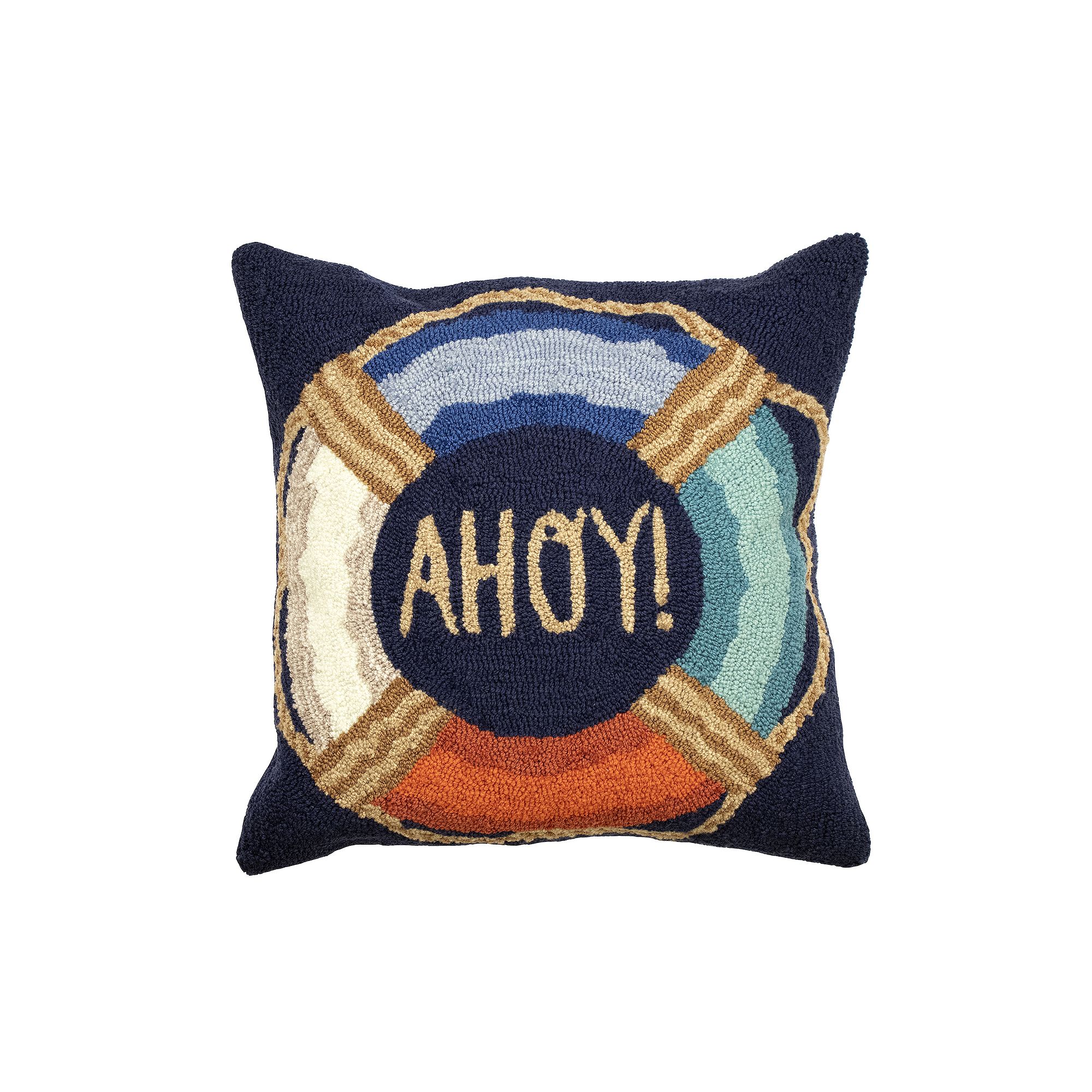 Liora Manne Frontporch Ahoy Indoor Outdoor Throw Pillow, Blue