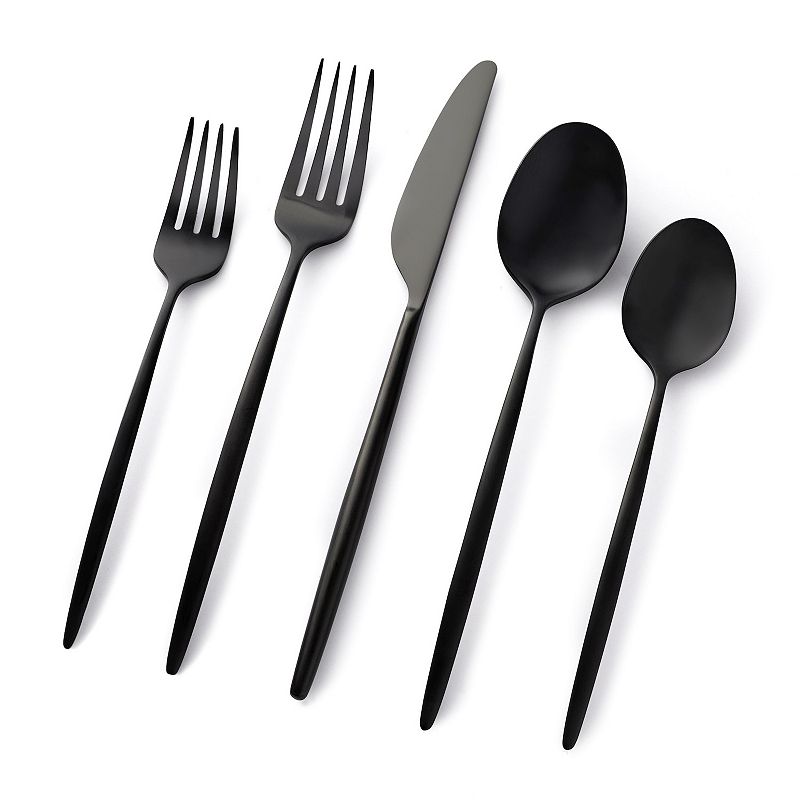 Cambridge Silversmiths Gaze Black Satin 20-Piece Flatware Set, Service for 4