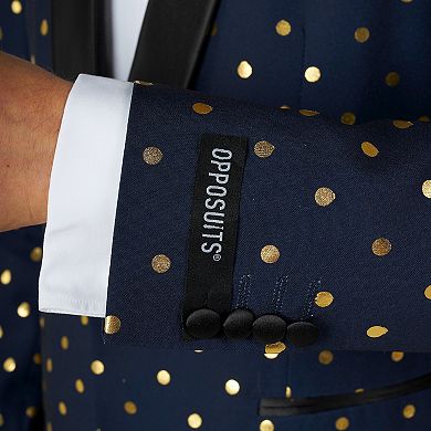 Men's OppoSuits Goldy Dots Metallic Polka Dots Tuxedo Modern-Fit Novelty Suit & Tie Set