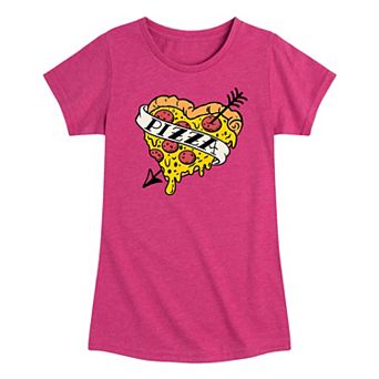 Girls 7-16 Heart Pizza Tattoo Graphic Tee