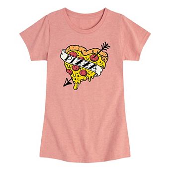 Girls 7-16 Heart Pizza Tattoo Graphic Tee