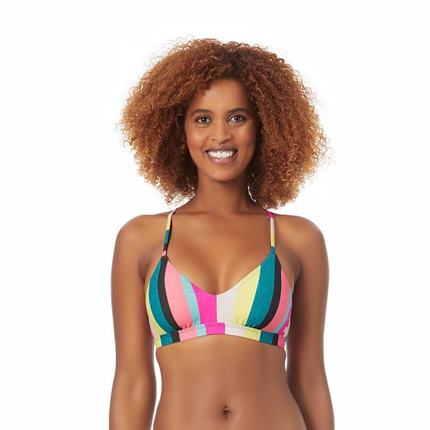 Women's Hurley Striped Scoopneck Adjustable Bralette Swim Top