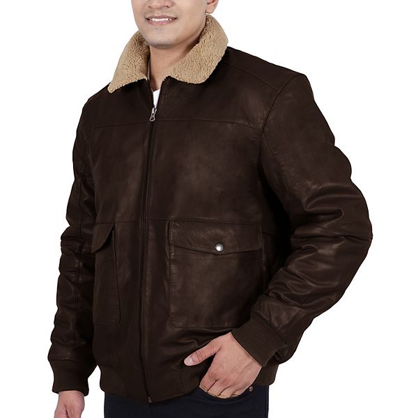 Men's Franchise Club Ace Leather Bomber Jacket