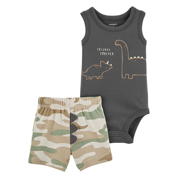 Dinosaur Basketball' Organic Short-Sleeved Baby Bodysuit