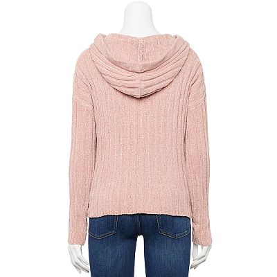 Juniors Pink Republic Chenille Quarter Zip Hoodie