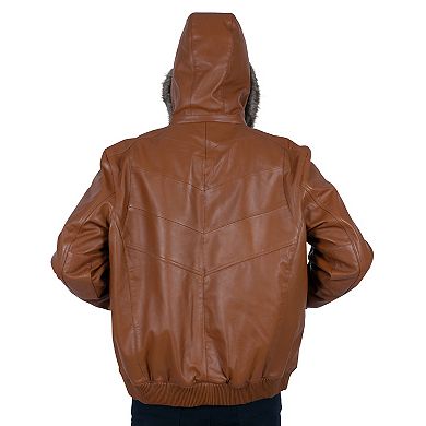 Men's Franchise Ace Leather Hooded Bomber Jacket