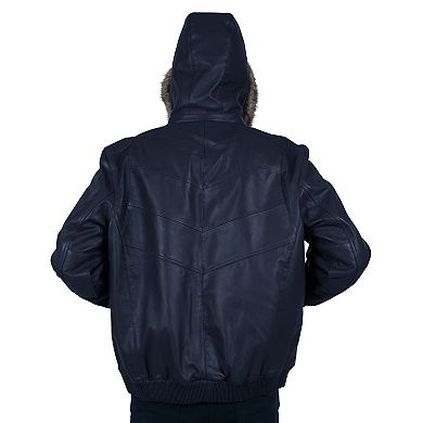 Men's Franchise Ace Leather Hooded Bomber Jacket
