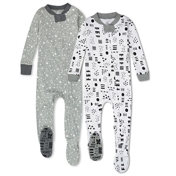 HonestBaby Baby Organic Cotton Snug-fit Footed Pajamas Toddler Sleepers 