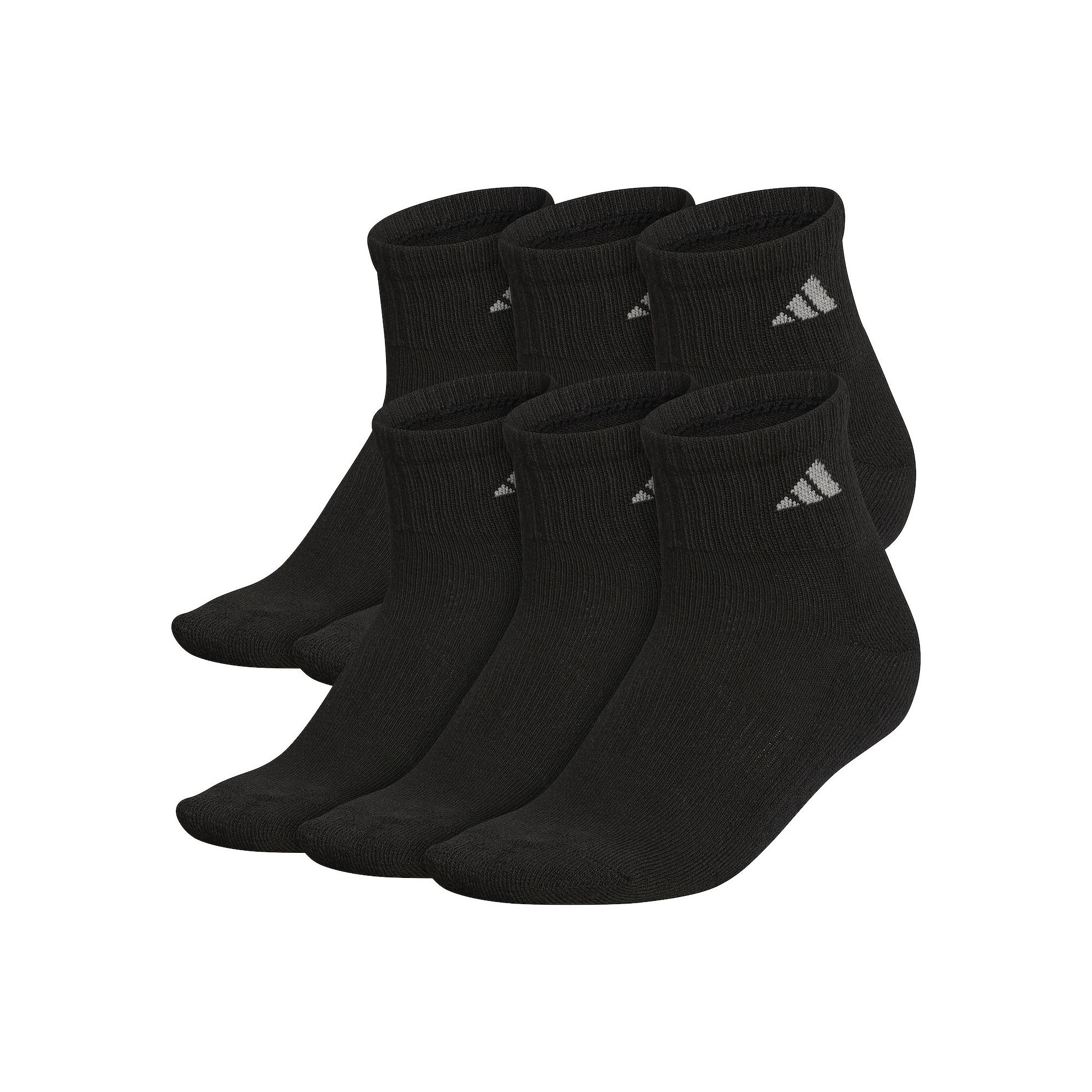 Womens adidas 6-Pack Athletic Quarter Length Socks, Size: 5-10, Black