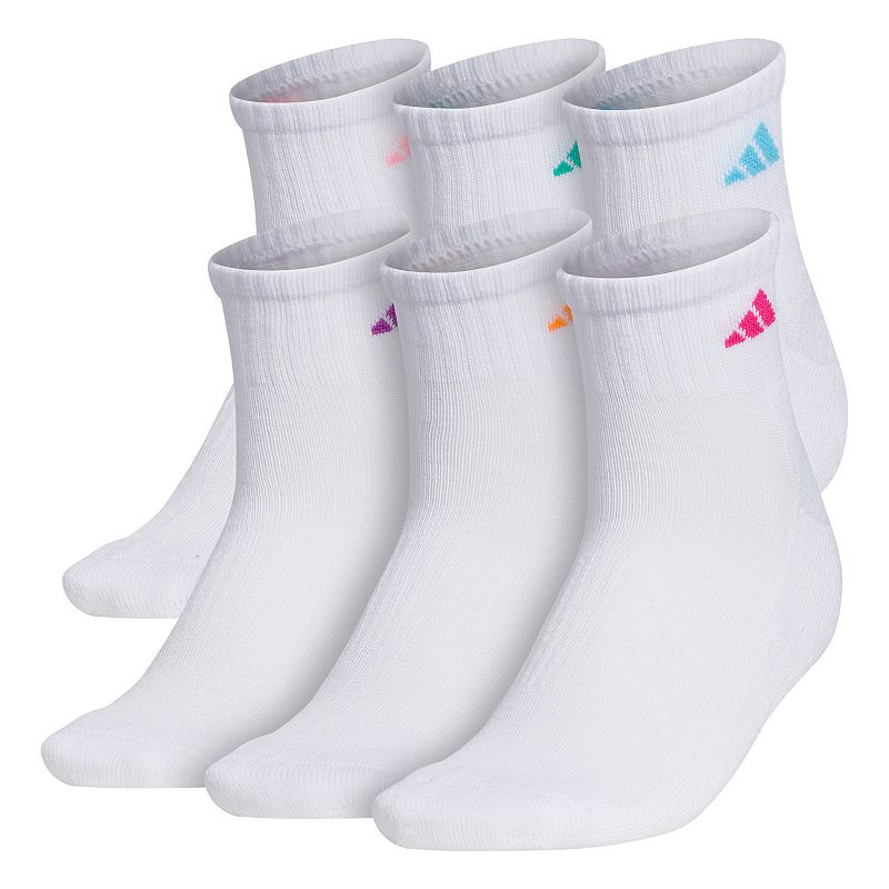 Womens adidas 6-Pack Athletic Quarter Length Socks, Size: 5-10, White