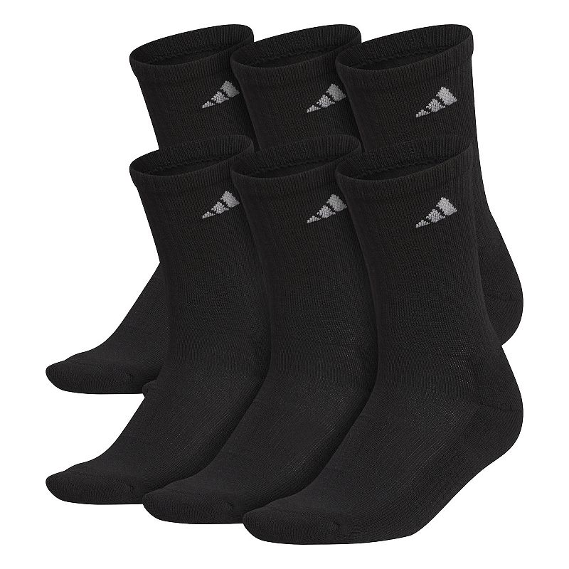 Womens adidas 6-Pack Athletic Crew Socks, Size: 5-10, Black