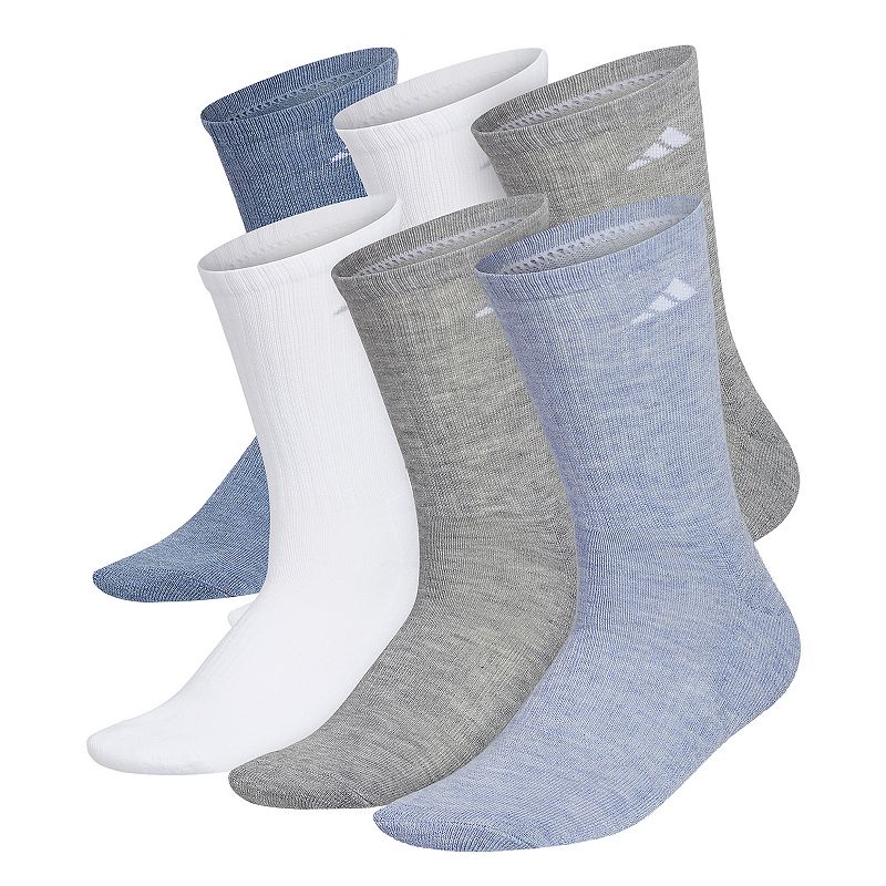 Womens adidas 6-Pack Athletic Crew Socks, Size: 5-10, Grey
