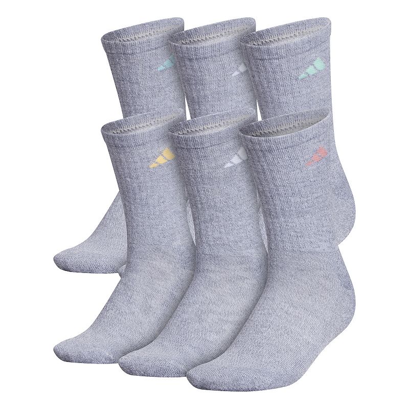 Womens adidas 6-Pack Athletic Crew Socks, Size: 5-10, Med Grey