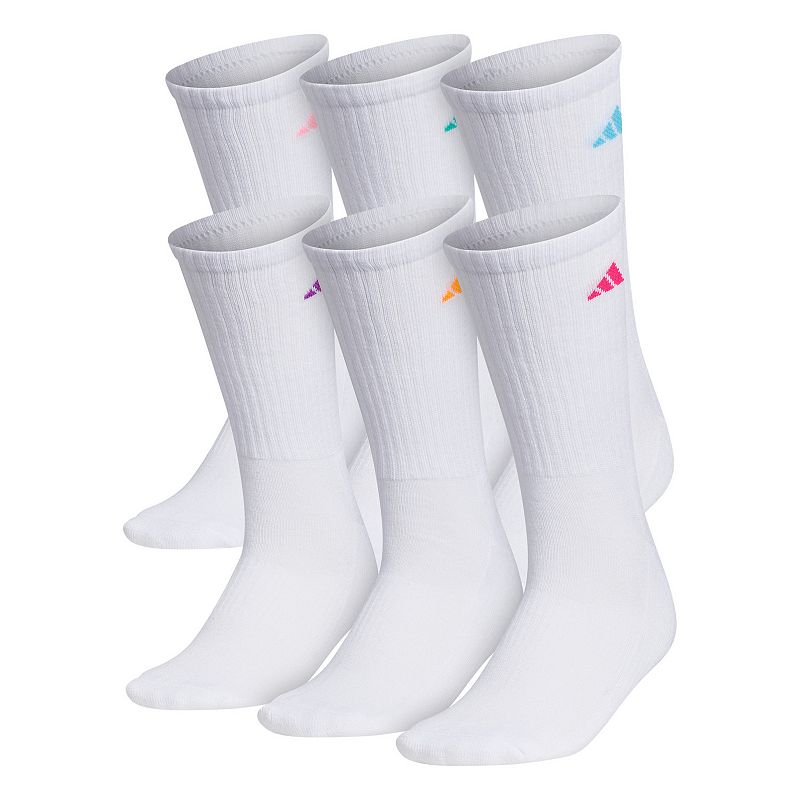 Womens adidas 6-Pack Athletic Crew Socks, Size: 5-10, White