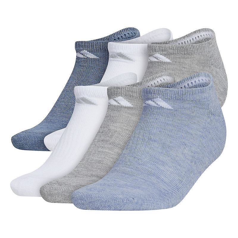 Womens adidas 6-Pack Athletic No-Show Socks, Size: 5-10, Grey