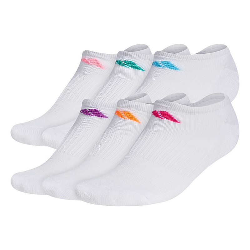Womens adidas 6-Pack Athletic No-Show Socks, Size: 5-10, White
