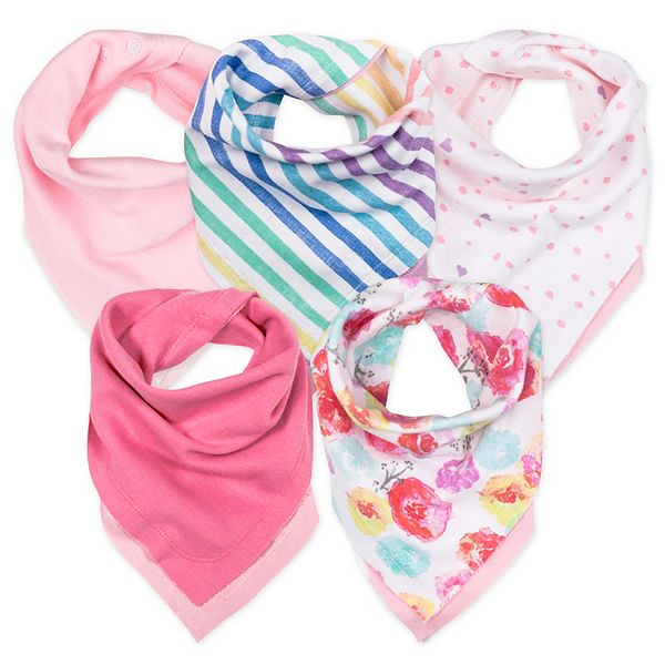 HONEST BABY CLOTHING 5-Pack Organic Cotton Reversible Bandana Bib