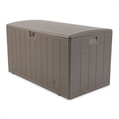 Ram Quality Products Large Outdoor Storage Deck Box Organizer Bin  Waterproof Patio Furniture, 71 Gallon Capacity, Brown