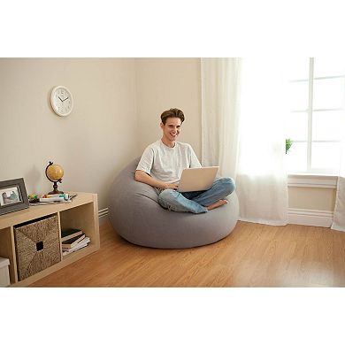 Intex Inflatable Contoured Corduroy Beanless Bag Lounge Chair, Grey 68579ep