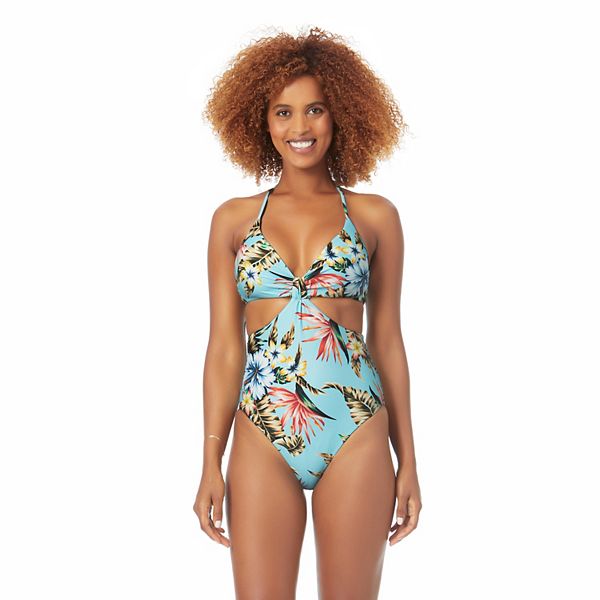 Master diploma hart grip Women's Hurley Tropical Floral Cheeky Halter One-Piece Swimsuit
