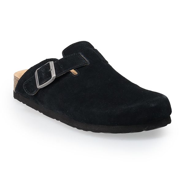 womens black suede clogs