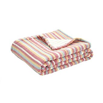 Lush Decor Tracy Stripe Kantha Pick Stitch Yarn Dyed Cotton Woven Throw