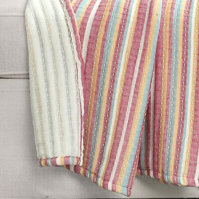 Lush Decor Tracy Stripe Kantha Pick Stitch Yarn Dyed Cotton Woven Throw