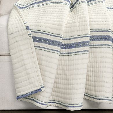 Lush Decor Farmhouse Stripe Kantha Pick Stitch Yarn Dyed Cotton Woven Throw