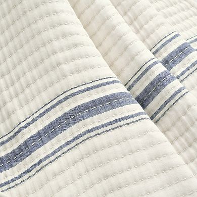 Lush Decor Farmhouse Stripe Kantha Pick Stitch Yarn Dyed Cotton Woven Throw