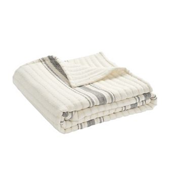 Lush Decor Farmhouse Stripe Kantha Pick Stitch Yarn Dyed Cotton Woven Throw