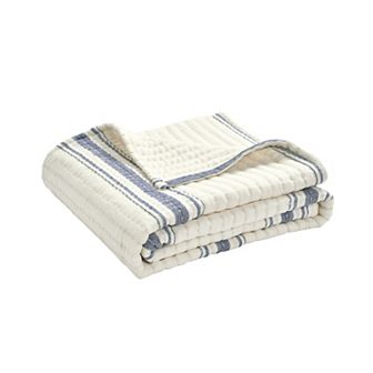 Lush Decor Farmhouse Stripe Kantha Pick Stitch Yarn Dyed Cotton Woven Throw