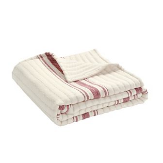 Lush Decor Farmhouse Stripe Kantha Pick Stitch Yarn Dyed Cotton Woven Throw