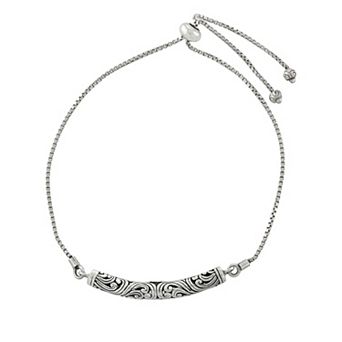 Athra NJ Inc Sterling Silver Filigree Bar Adjustable Bracelet