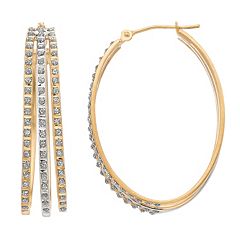 10k Gold Greek Key Design Hoop Earrings