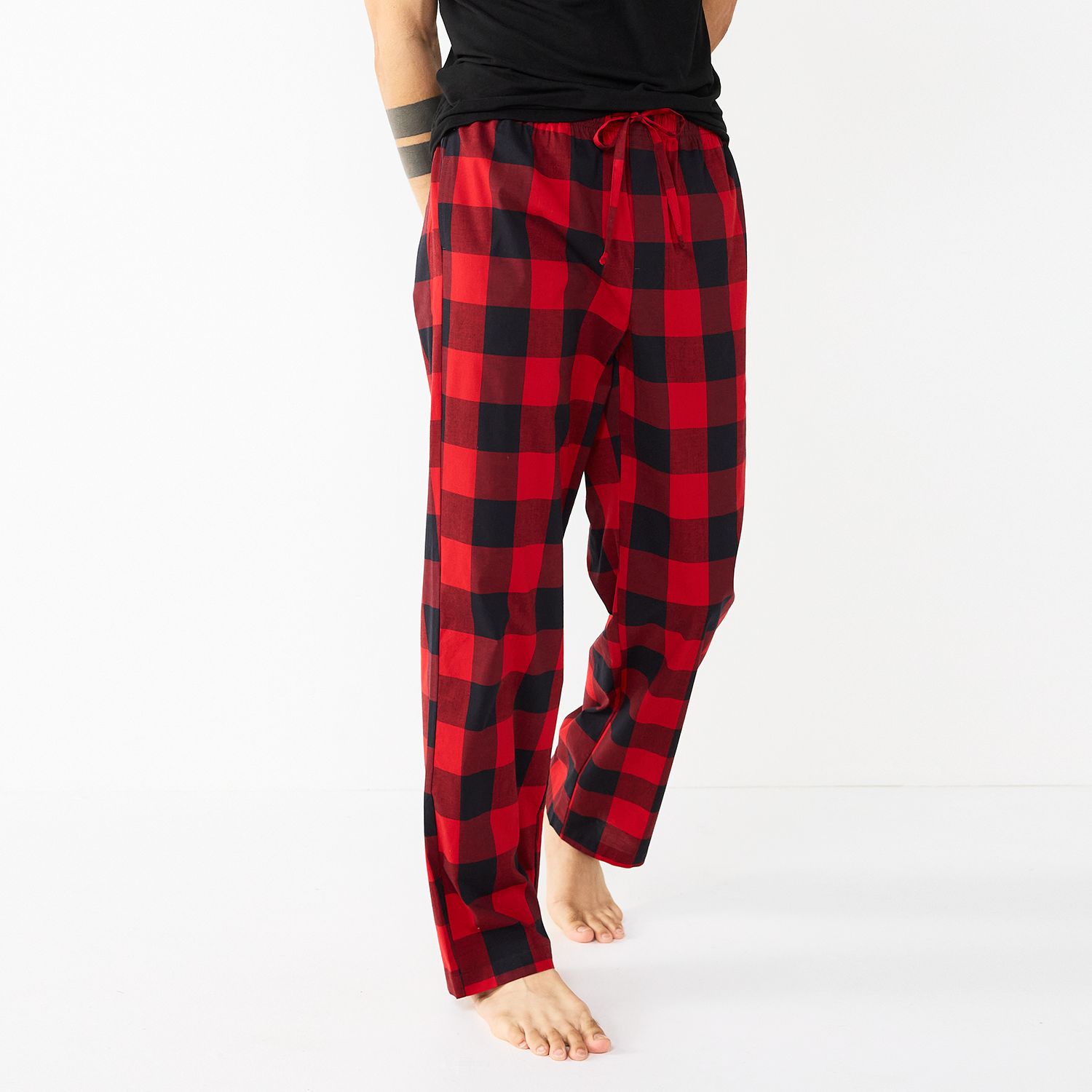 red checkered pyjama pants