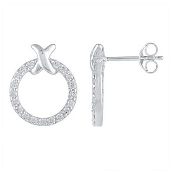 Royal Aura Sterling Silver 3/8 Carat T.W. Diamond XO Earrings