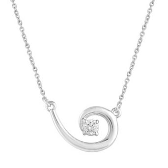 Royal Aura Sterling Silver 1/10 Carat T.W. Diamond Spiral Necklace