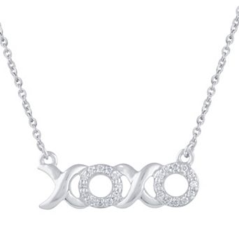 Royal Aura Sterling Silver 1/10 Carat T.W. Diamond "XOXO" Necklace