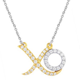 Royal Aura Two-Tone Sterling Silver 1/3 Carat T.W. Diamond "XO" Necklace