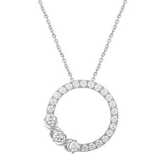 Royal Aura Sterling Silver 1 Carat T.W. Diamond Open Circle Pendant Necklace