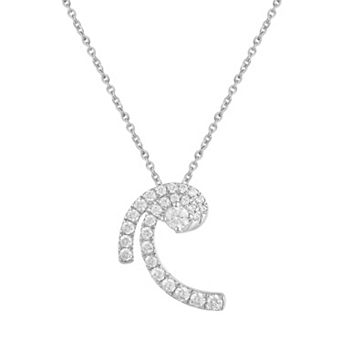 Royal Aura Sterling Silver 3/8 Carat T.W. Diamond Spiral Necklace