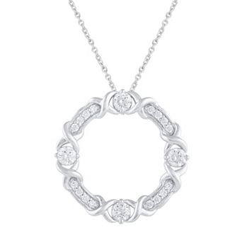 Royal Aura Sterling Silver 3/8 Carat T.W. Diamond Open Circle Necklace