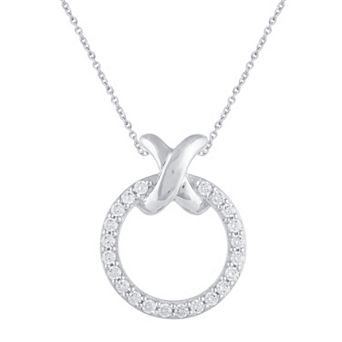 Royal Aura Sterling Silver 1/5 Carat T.W. Diamond XO Pendant Necklace