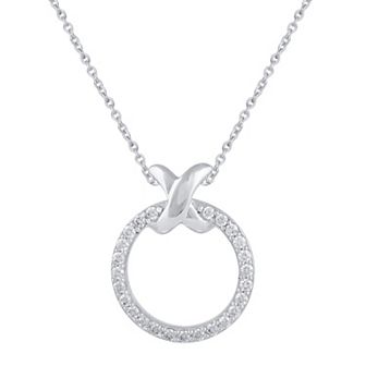 Royal Aura Sterling Silver 1/4 Carat T.W. Diamond XO Pendant Necklace