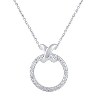 Royal Aura Sterling Silver 1/4 Carat T.W. Diamond XO Pendant Necklace