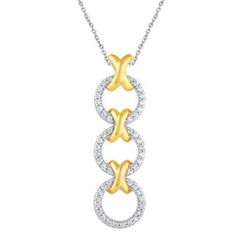 Royal Aura Two-Tone Sterling Silver 1/5 Carat T.W. Diamond Three-Ring Pendant Necklace
