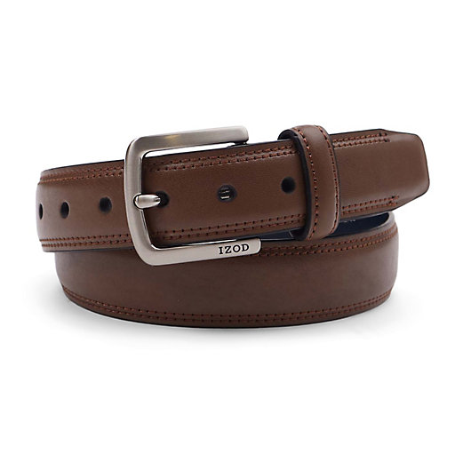 NEW Big & Tall IZOD Double-Stitched Leather Belt Large Size Available 