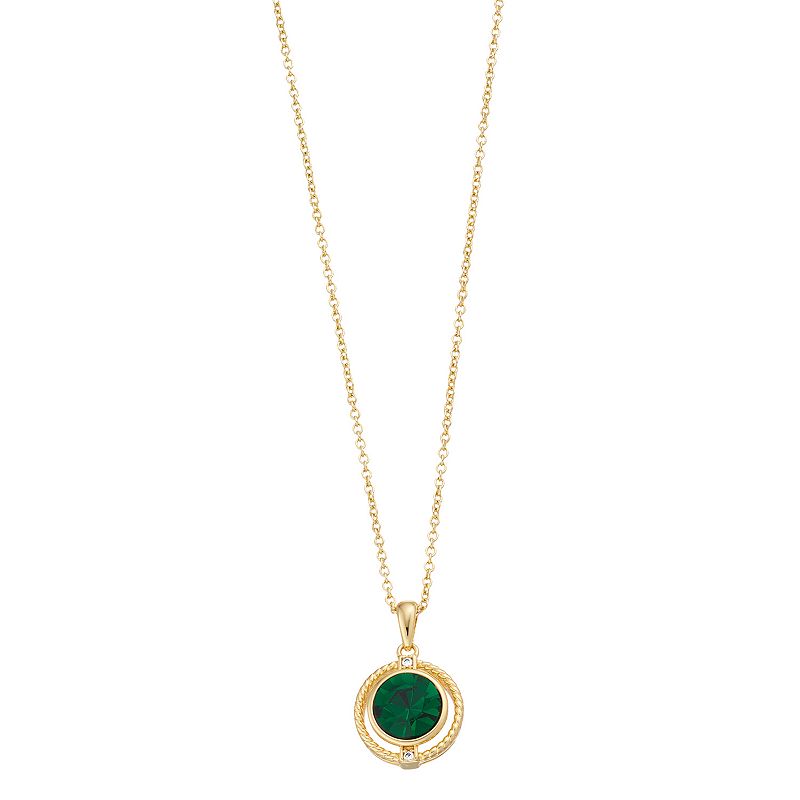City Luxe Crystal Birthstone Pendant Necklace, Womens, Green