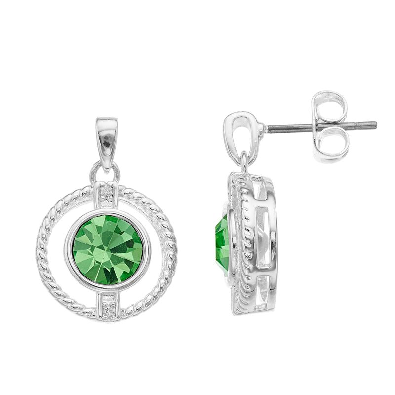 City Luxe Cubic Zirconia Simulated Birthstone Drop Earrings, Womens, Green