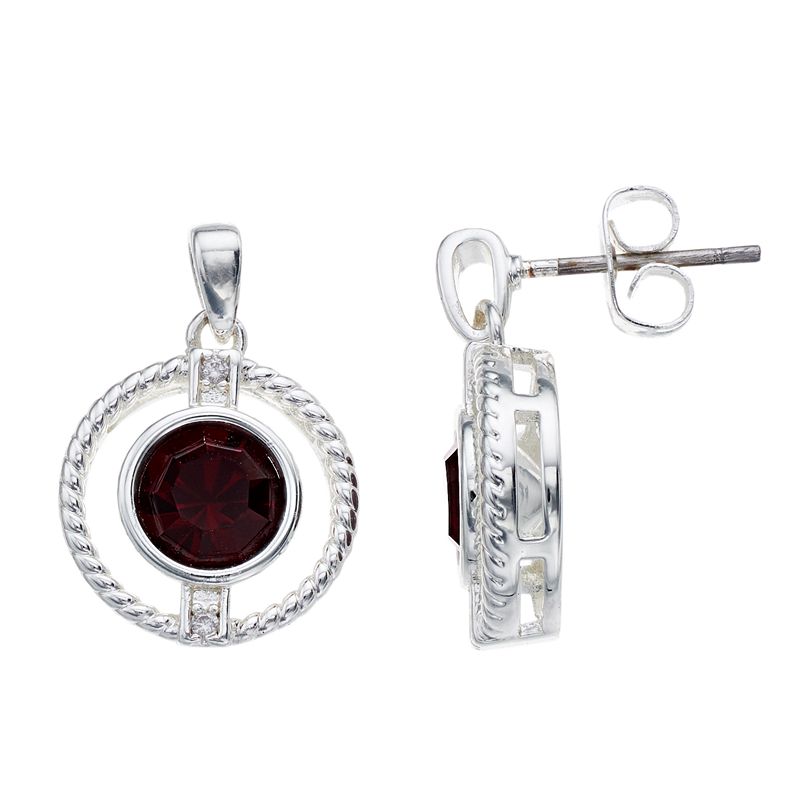 City Luxe Cubic Zirconia Simulated Birthstone Drop Earrings, Womens, Red